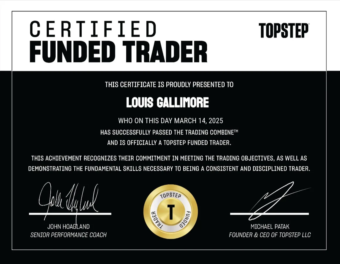 Topstep Certified funded trader
