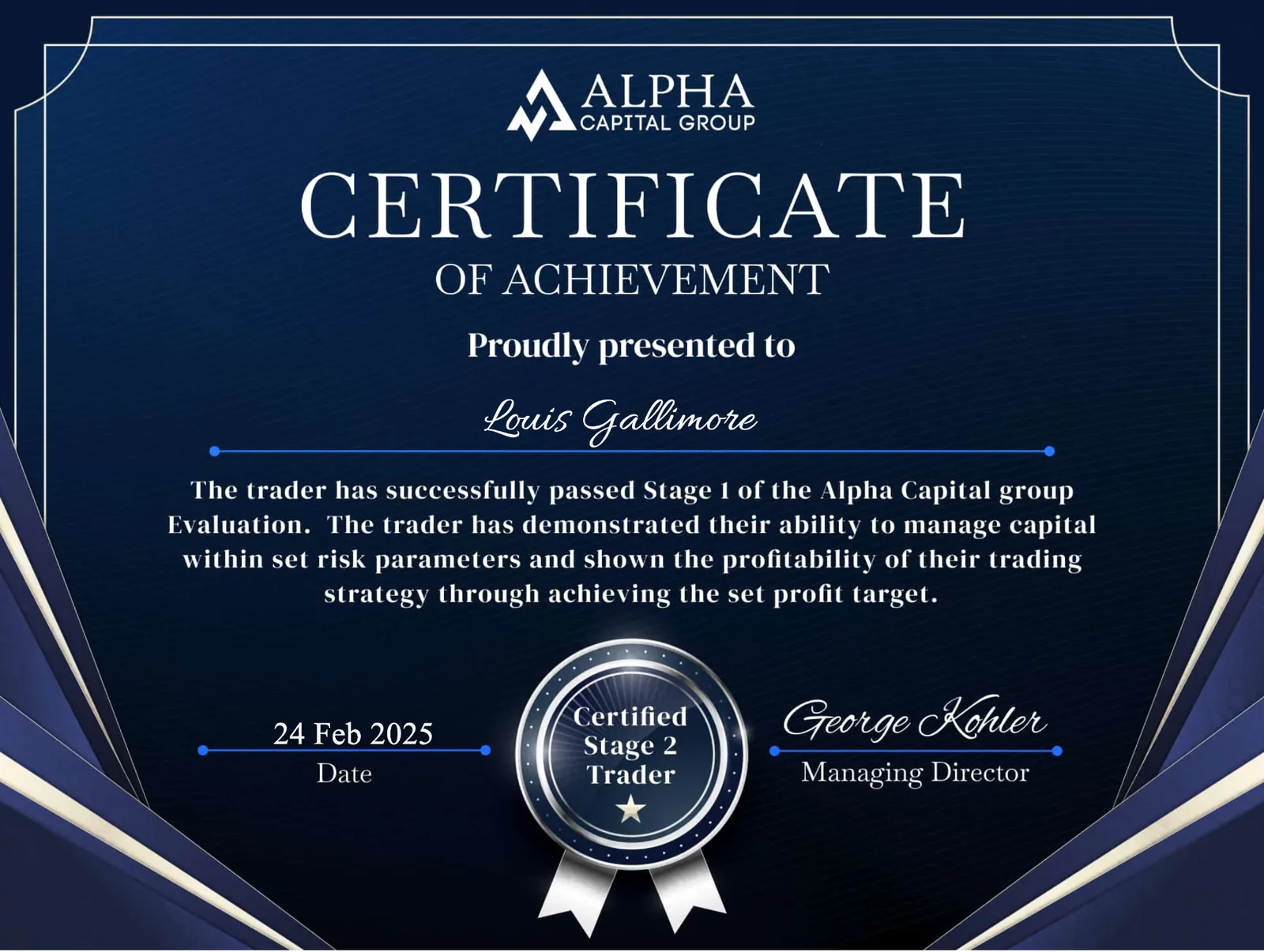 LouisG Trading funded or payout certificate 13