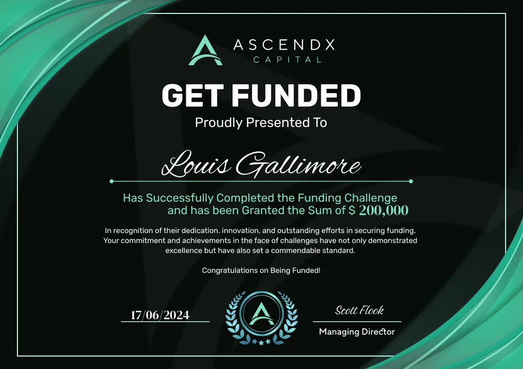 Ascendx Capital Get funded certificate